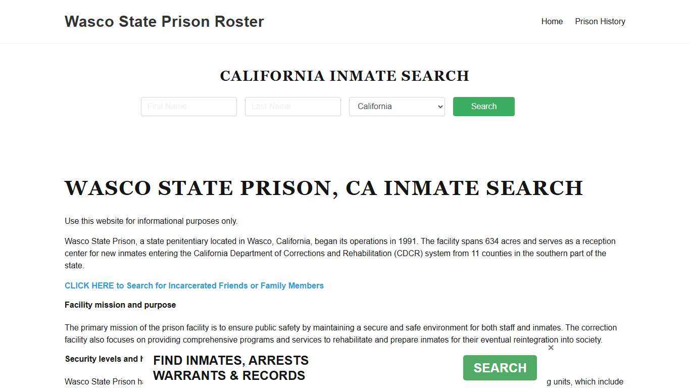 Wasco State Prison, CA Inmate Lookup, Prison Roster, FAQ